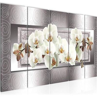 Tableau mural XXL Fleurs Orchidée 200 x 80 cm Gris Beige 5 Parties 205455b - Publicité Tableau mural XXL Fleurs Orchidée 200 x 80 cm Gris Beige 5 Parties 205455b - Publicité