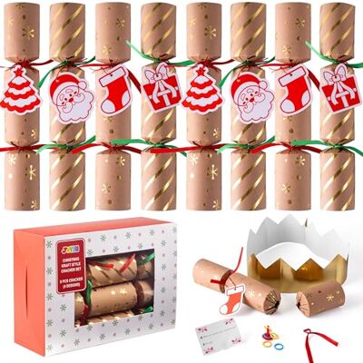 JOYIN Lot de 8 dragées de table de Noël de 25,4 cm au design classique, avec chapeau de fête, blague et petit cadeau à l'intérieur, pour cadeau de Noël, fêtes saisonnières - Publicité JOYIN Lot de 8 dragées de table de Noël de 25,4 cm au design classique, avec chapeau de fête, blague et petit cadeau à l'intérieur, pour cadeau de Noël, fêtes saisonnières - Publicité
