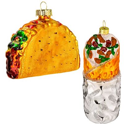 JOYIN Décoration de Noël en verre soufflé Taco et burrito Fabriqué à la main Décoration de sapin de Noël - Publicité JOYIN Décoration de Noël en verre soufflé Taco et burrito Fabriqué à la main Décoration de sapin de Noël - Publicité