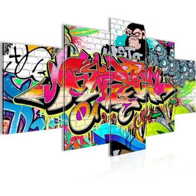 Tableau Graffiti 200 x 100 cm 5 Parties XXL Decoration Murale Dessin Coloré 401751a - Publicité Tableau Graffiti 200 x 100 cm 5 Parties XXL Decoration Murale Dessin Coloré 401751a - Publicité