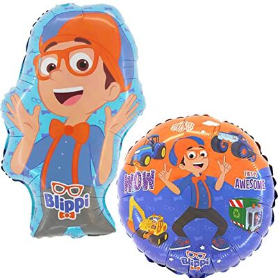 Toyland ® Lot de 2 ballons Blippi Ballon rond de 46 cm (18") et grand ballon en forme de Blippi de 74 cm (29") Décorations de fête pour enfants - Publicité Toyland ® Lot de 2 ballons Blippi Ballon rond de 46 cm (18") et grand ballon en forme de Blippi de 74 cm (29") Décorations de fête pour enfants - Publicité