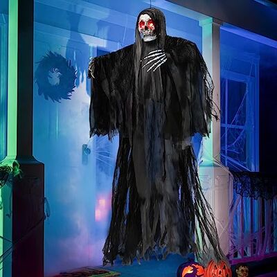 JOYIN Décorations animées d'halloween de 150 cm à Suspendre avec Yeux Lumineux et Son Effrayant, Squelette d'halloween fantôme pour décoration de Maison hantée, extérieur/intérieur, - Publicité JOYIN Décorations animées d'halloween de 150 cm à Suspendre avec Yeux Lumineux et Son Effrayant, Squelette d'halloween fantôme pour décoration de Maison hantée, extérieur/intérieur, - Publicité