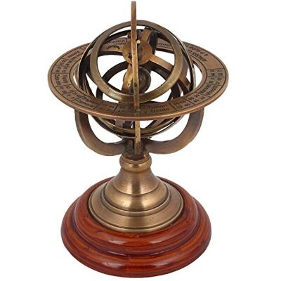 Marine Nautical Store 12,7 cm Laiton Sphère armillaire Globe terrestre en Palissandre Base Table Home Decor Cadeau. Publicité Marine Nautical Store 12,7 cm Laiton Sphère armillaire Globe terrestre en Palissandre Base Table Home Decor Cadeau. Publicité
