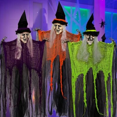 JOYIN Lot de 3 sorcières suspendues de 89,9 cm avec Bras Pliables, décorations intérieures et extérieures d'halloween - Publicité JOYIN Lot de 3 sorcières suspendues de 89,9 cm avec Bras Pliables, décorations intérieures et extérieures d'halloween - Publicité