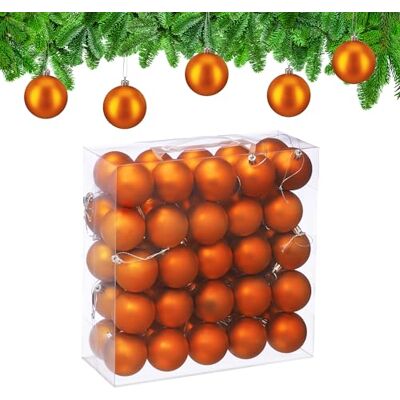 Relaxdays Boule de Noël, lot Pratique de 50, Mate, Plastique Robuste, pour Le Sapin, diamètre : 6 cm, Orange - Publicité Relaxdays Boule de Noël, lot Pratique de 50, Mate, Plastique Robuste, pour Le Sapin, diamètre : 6 cm, Orange - Publicité