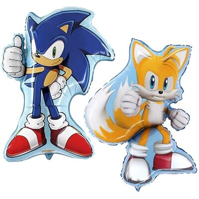 Toyland ® Pack de 2 ballons en aluminium 1 ballon Sonic de 74 cm (29") et 1 ballon en aluminium en forme de personnage Tails de 84 cm (33") - Publicité Toyland ® Pack de 2 ballons en aluminium 1 ballon Sonic de 74 cm (29") et 1 ballon en aluminium en forme de personnage Tails de 84 cm (33") - Publicité