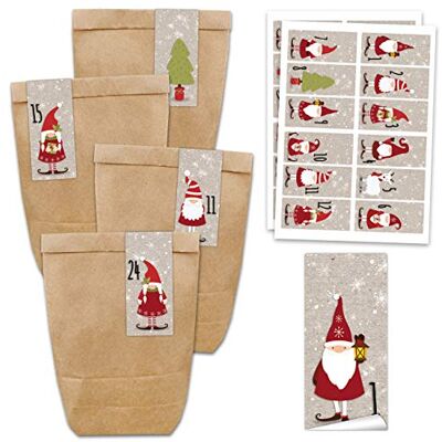 Papierdrachen Ensemble de Calendrier de l'Avent 24 Sacs en Papier Marron et 24 Autocollants de Chiffres carrés avec Le Père Noël à bricoler et à remplir Mini Set n° 62 Noël 2021. Publicité Papierdrachen Ensemble de Calendrier de l'Avent 24 Sacs en Papier Marron et 24 Autocollants de Chiffres carrés avec Le Père Noël à bricoler et à remplir Mini Set n° 62 Noël 2021. Publicité