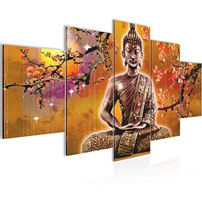 Tableau Bouddha Feng Shui 200 x 100 cm 5 Parties XXL Decoration Murale Dessin Beige Orange 500651a - Publicité Tableau Bouddha Feng Shui 200 x 100 cm 5 Parties XXL Decoration Murale Dessin Beige Orange 500651a - Publicité