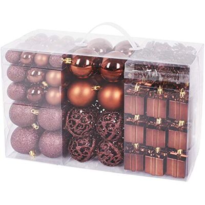 BRUBAKER Boules de Noël & Pointe de Sapin 101 Pièces/Coffret XXL Décoration Arbre de Noël Marron - Publicité BRUBAKER Boules de Noël & Pointe de Sapin 101 Pièces/Coffret XXL Décoration Arbre de Noël Marron - Publicité