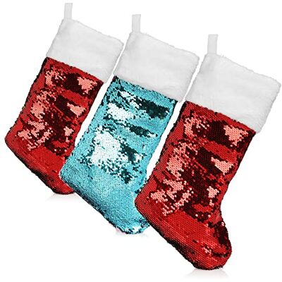 com-four ® 3X Bas de Noël Premium XL avec Paillettes réversibles Botte Père Noël à accrocher Décoration de Noël à remplir Chaussette Père Noël 42 x 22 cm - Publicité com-four ® 3X Bas de Noël Premium XL avec Paillettes réversibles Botte Père Noël à accrocher Décoration de Noël à remplir Chaussette Père Noël 42 x 22 cm - Publicité