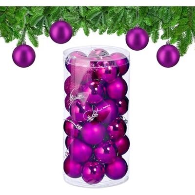 Relaxdays Boule de Noël, lot Pratique de 30, en Plastique Robuste, pour décorer Le Sapin, D : 6 cm, Violette - Publicité Relaxdays Boule de Noël, lot Pratique de 30, en Plastique Robuste, pour décorer Le Sapin, D : 6 cm, Violette - Publicité