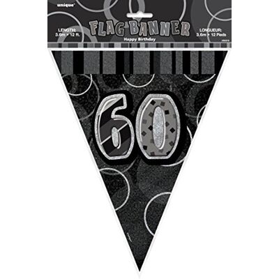 Unique Guirlande anniversaire noire 60 ans - Publicité Unique Guirlande anniversaire noire 60 ans - Publicité