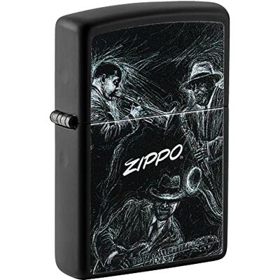 Zippo Briquet Tempête Modèle Jazz Musicians Finition Noire Mate avec Color Image Rechargeable Réutilisable Design Coupe-Vent Coffret Cadeau Fabriqué aux États-Unis - Publicité Zippo Briquet Tempête Modèle Jazz Musicians Finition Noire Mate avec Color Image Rechargeable Réutilisable Design Coupe-Vent Coffret Cadeau Fabriqué aux États-Unis - Publicité
