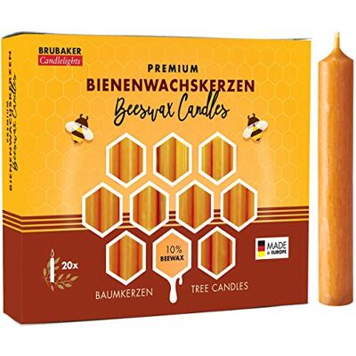 BRUBAKER Bougies de Noël en Cire d'abeille 10% Lot de 20 Idéales pour Sapin & Pyramide de Noël Ø 1,25 cm Jaune/Miel - Publicité BRUBAKER Bougies de Noël en Cire d'abeille 10% Lot de 20 Idéales pour Sapin & Pyramide de Noël Ø 1,25 cm Jaune/Miel - Publicité