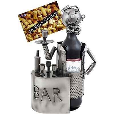 BRUBAKER Porte-Bouteille de Vin décoratif Sculpture en Métal Idée Cadeau Barman - Publicité BRUBAKER Porte-Bouteille de Vin décoratif Sculpture en Métal Idée Cadeau Barman - Publicité