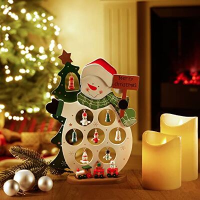 com-four Mini bonhomme de neige en bois Décoration décorative Présentoir avec de nombreux ornements à suspendre Figurine de bonhomme de neige artificielle pour le bureau (01 pièce Bonhomme de - Publicité com-four Mini bonhomme de neige en bois Décoration décorative Présentoir avec de nombreux ornements à suspendre Figurine de bonhomme de neige artificielle pour le bureau (01 pièce Bonhomme de - Publicité