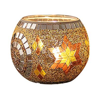 Oriental riverkit Bougeoir en Verre Mosaïque, 10,5 x 7 cm, Mosaïque Photophore Craquelé Porte-Bougie Romantique, Bougeoir Fait Main en Verre Motif pour Décoration Intérieure, Doré - Publicité Oriental riverkit Bougeoir en Verre Mosaïque, 10,5 x 7 cm, Mosaïque Photophore Craquelé Porte-Bougie Romantique, Bougeoir Fait Main en Verre Motif pour Décoration Intérieure, Doré - Publicité