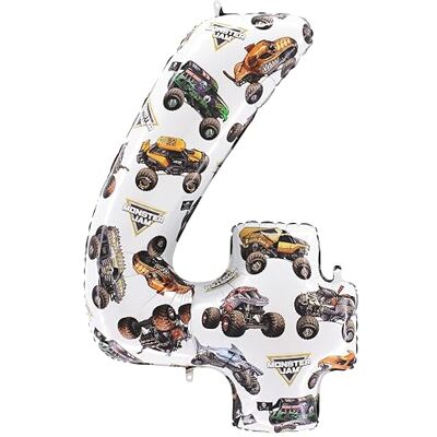 Toyland ® 66cm (26”) Monster Jam™ Ballon en aluminium numéro 4 Ballon d'anniversaire géant Monster Truck Décoration de fête, gonflée à l'air ou à l'hélium, auto-scellante - Publicité Toyland ® 66cm (26”) Monster Jam™ Ballon en aluminium numéro 4 Ballon d'anniversaire géant Monster Truck Décoration de fête, gonflée à l'air ou à l'hélium, auto-scellante - Publicité