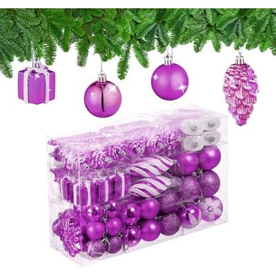 Relaxdays Boules de Noël, Lot de 72, en Plastique, Ornements de Sapin, cœurs, Bottes, Pommes de pin, Rose Fuchsia - Publicité Relaxdays Boules de Noël, Lot de 72, en Plastique, Ornements de Sapin, cœurs, Bottes, Pommes de pin, Rose Fuchsia - Publicité