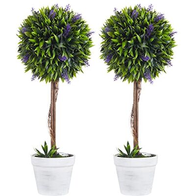 HOMCOM Lot de 2 Plantes artificielles avec Fleurs de Lavande Arbre Artificiel Tronc et Pot Inclus Hauteur 60 cm résistant aux UV intérieur et extérieur Vert - Publicité HOMCOM Lot de 2 Plantes artificielles avec Fleurs de Lavande Arbre Artificiel Tronc et Pot Inclus Hauteur 60 cm résistant aux UV intérieur et extérieur Vert - Publicité