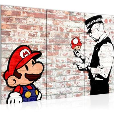 Mario Cop Banksy Peinture Tableau Salon XXL Marron Art 120 x 80 cm 3 Parties Decoration Murale 006531b - Publicité Mario Cop Banksy Peinture Tableau Salon XXL Marron Art 120 x 80 cm 3 Parties Decoration Murale 006531b - Publicité