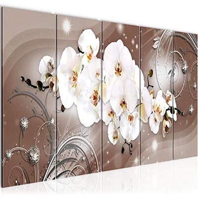 Tableau mural XXL Fleurs Orchidée 200 x 80 cm Marron Beige 5 Parties 006355b - Publicité Tableau mural XXL Fleurs Orchidée 200 x 80 cm Marron Beige 5 Parties 006355b - Publicité
