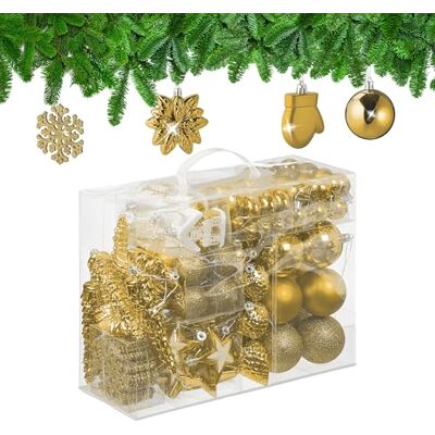 Relaxdays Boules de Noël, Lot de 100, en Plastique, Paillettes, Mates, Brillantes, décoration de Sapin, dorées - Publicité Relaxdays Boules de Noël, Lot de 100, en Plastique, Paillettes, Mates, Brillantes, décoration de Sapin, dorées - Publicité