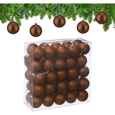 Relaxdays Boule de Noël, lot Pratique de 50, Mate, Plastique Robuste, pour Le Sapin, diamètre : 6 cm, Marron - Publicité Relaxdays Boule de Noël, lot Pratique de 50, Mate, Plastique Robuste, pour Le Sapin, diamètre : 6 cm, Marron - Publicité