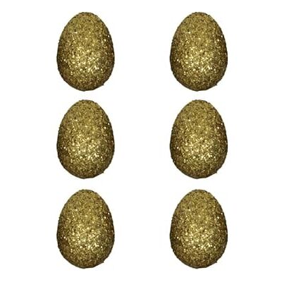 MÉGACRÉA Oeuf en polystyrène pailleté doré Haut. 6cm 6 pièc - Publicité MÉGACRÉA Oeuf en polystyrène pailleté doré Haut. 6cm 6 pièc - Publicité