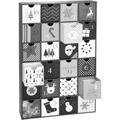 BRUBAKER Calendrier de l'Avent à Remplir Noël Noir et Blanc Calendrier de l'Avent DIY avec 24 Petites Portes pour Coupons, Bonbons et Autres Surprises 39 cm en Carton - Publicité BRUBAKER Calendrier de l'Avent à Remplir Noël Noir et Blanc Calendrier de l'Avent DIY avec 24 Petites Portes pour Coupons, Bonbons et Autres Surprises 39 cm en Carton - Publicité