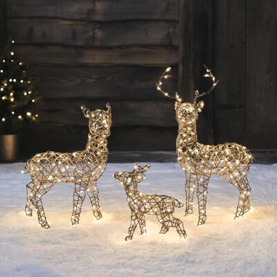 Lights4fun Lot de 3 Rennes Lumineux de Noël Studley en Rotin à 320 LED Blanc Chaud avec Minuterie Décoration de Noël pour Intérieur et Extérieur - Publicité Lights4fun Lot de 3 Rennes Lumineux de Noël Studley en Rotin à 320 LED Blanc Chaud avec Minuterie Décoration de Noël pour Intérieur et Extérieur - Publicité