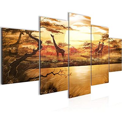 Tableau Afrique Girafe 200 x 100 cm 5 Parties XXL Decoration Murale Dessin Beige 000151a - Publicité Tableau Afrique Girafe 200 x 100 cm 5 Parties XXL Decoration Murale Dessin Beige 000151a - Publicité