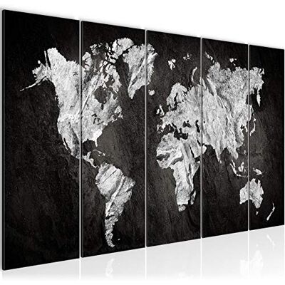Tableau Mural XXL Carte du Monde 200 x 80 cm Noir Blanc 5 Parties 002955a - Publicité Tableau Mural XXL Carte du Monde 200 x 80 cm Noir Blanc 5 Parties 002955a - Publicité