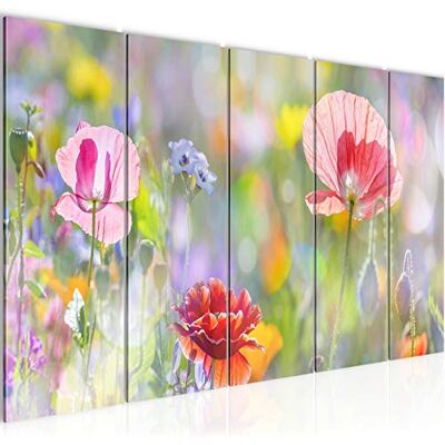 Tableau mural XXL Coquelicots 200 x 80 cm Coloré 5 Parties 007555a - Publicité Tableau mural XXL Coquelicots 200 x 80 cm Coloré 5 Parties 007555a - Publicité