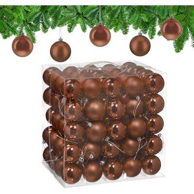Relaxdays Boule de Noël, lot Pratique de 100, Plastique Robuste, pour décorer Le Sapin, diamètre : 6 cm, Marron - Publicité Relaxdays Boule de Noël, lot Pratique de 100, Plastique Robuste, pour décorer Le Sapin, diamètre : 6 cm, Marron - Publicité