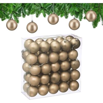 Relaxdays Boule de Noël, lot Pratique de 50, Mate, Plastique Robuste, pour Le Sapin, diamètre : 6 cm, Champagne - Publicité Relaxdays Boule de Noël, lot Pratique de 50, Mate, Plastique Robuste, pour Le Sapin, diamètre : 6 cm, Champagne - Publicité
