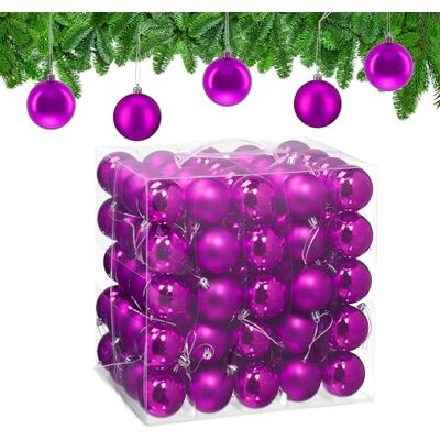 Relaxdays Boule de Noël, lot Pratique de 100, Plastique Robuste, pour décorer Le Sapin, diamètre : 6 cm, Violette - Publicité Relaxdays Boule de Noël, lot Pratique de 100, Plastique Robuste, pour décorer Le Sapin, diamètre : 6 cm, Violette - Publicité