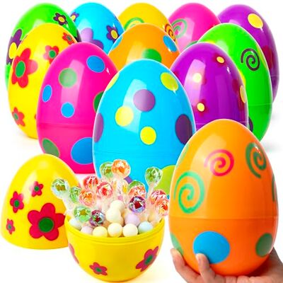 JOYIN Lot de 12 Oeufs de Pâques Géants Imprimés Colorés de 15,2 cm de Hauteur pour la Chasse Aux œufs de Pâques, Remplisseurs de Paniers de Pâques, Cadeaux de Fête, Fournitures de Prix en Classe - Publicité JOYIN Lot de 12 Oeufs de Pâques Géants Imprimés Colorés de 15,2 cm de Hauteur pour la Chasse Aux œufs de Pâques, Remplisseurs de Paniers de Pâques, Cadeaux de Fête, Fournitures de Prix en Classe - Publicité