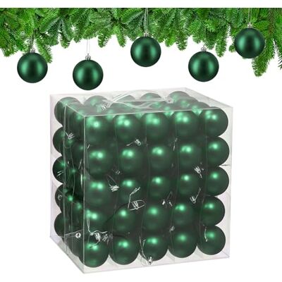 Relaxdays Boule de Noël, lot Pratique de 100, Mate, Plastique Robuste, pour Le Sapin, diamètre : 6 cm, Vert foncé - Publicité Relaxdays Boule de Noël, lot Pratique de 100, Mate, Plastique Robuste, pour Le Sapin, diamètre : 6 cm, Vert foncé - Publicité