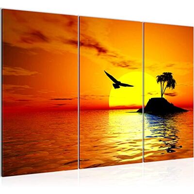 Le Coucher Du Soleil Palmiers Peinture Tableau Salon XXL Orange Paysage L'Eau 120 x 80 cm 3 Parties Decoration Murale 601131a - Publicité Le Coucher Du Soleil Palmiers Peinture Tableau Salon XXL Orange Paysage L'Eau 120 x 80 cm 3 Parties Decoration Murale 601131a - Publicité