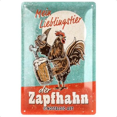 ART Plaque en tôle rétro 20 x 30 cm Motif animal préféré Idée cadeau pour les fans de bière Design vintage avec inscription en allemand - Publicité ART Plaque en tôle rétro 20 x 30 cm Motif animal préféré Idée cadeau pour les fans de bière Design vintage avec inscription en allemand - Publicité