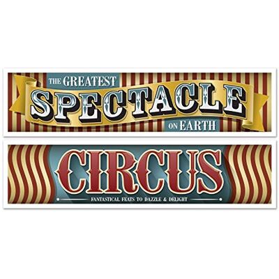 Beistle Generique 2 Banderoles Cirque Vintage 38 cm x 1,5 m - Publicité Beistle Generique 2 Banderoles Cirque Vintage 38 cm x 1,5 m - Publicité