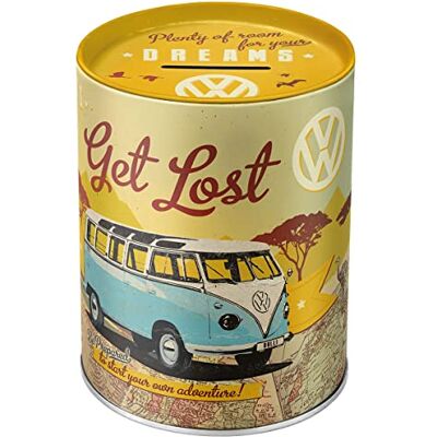 ART Tirelire rétro, Bulli T1 – Let's Get Lost – Idée de Cadeau pour Le Bus VW, Boîte à Billets en métal, Tire-Lire en Fer-Blanc, 1 l - Publicité ART Tirelire rétro, Bulli T1 – Let's Get Lost – Idée de Cadeau pour Le Bus VW, Boîte à Billets en métal, Tire-Lire en Fer-Blanc, 1 l - Publicité