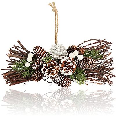 com-four ® Composition de Noël, cônes, brindilles et Baies Scintillantes composition florale faite à la main comme décoration d'hiver à suspendre pour fenêtres et portes - Publicité com-four ® Composition de Noël, cônes, brindilles et Baies Scintillantes composition florale faite à la main comme décoration d'hiver à suspendre pour fenêtres et portes - Publicité