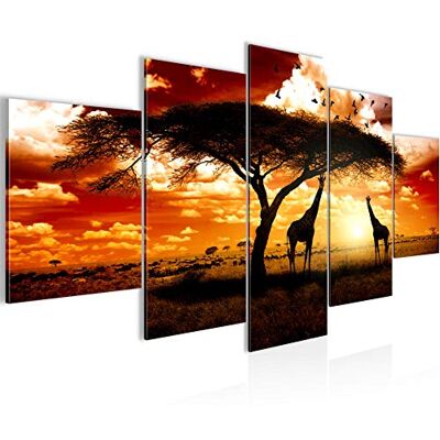 Afrique Le Coucher Du Soleil Tableau Murale Impression sur Toile Intissee 5 Parties Girafe Savane Orange Chambre Salle 001553b - Publicité Afrique Le Coucher Du Soleil Tableau Murale Impression sur Toile Intissee 5 Parties Girafe Savane Orange Chambre Salle 001553b - Publicité