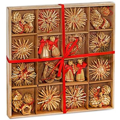 BRUBAKER Suspensions pour Sapin de Noël 48 Pièces Étoiles/Cœurs/Anges en Paille Décoration de Noël Naturelle Hauteur jusqu'à 6,5 cm - Publicité BRUBAKER Suspensions pour Sapin de Noël 48 Pièces Étoiles/Cœurs/Anges en Paille Décoration de Noël Naturelle Hauteur jusqu'à 6,5 cm - Publicité