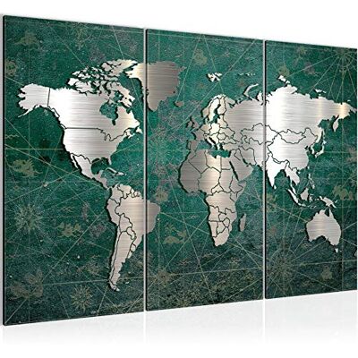 Carte Du Monde Peinture Tableau Salon XXL Vert Argent Ancien 120 x 80 cm 3 Parties Decoration Murale 109031c - Publicité Carte Du Monde Peinture Tableau Salon XXL Vert Argent Ancien 120 x 80 cm 3 Parties Decoration Murale 109031c - Publicité