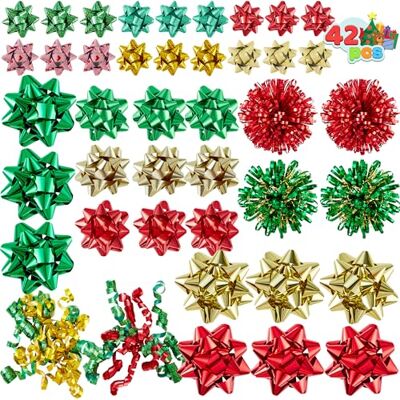 JOYIN Assortiment de 42 nœuds cadeaux pour Noël avec 36 nœuds cadeaux autocollants multicolores de tailles assorties, 4 nœuds en guirlande et 2 nœuds bouclés pour ruban d'emballage de Noël - Publicité JOYIN Assortiment de 42 nœuds cadeaux pour Noël avec 36 nœuds cadeaux autocollants multicolores de tailles assorties, 4 nœuds en guirlande et 2 nœuds bouclés pour ruban d'emballage de Noël - Publicité