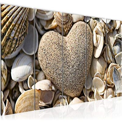 Tableau mural XXL Cœur Plage 200 x 80 cm Beige Marron 5 Parties 502655a - Publicité Tableau mural XXL Cœur Plage 200 x 80 cm Beige Marron 5 Parties 502655a - Publicité