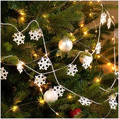 com-four ® Guirlande avec Flocons de Neige, Guirlande de Noël Décorations de Noël pour arbres de Noël - Publicité com-four ® Guirlande avec Flocons de Neige, Guirlande de Noël Décorations de Noël pour arbres de Noël - Publicité